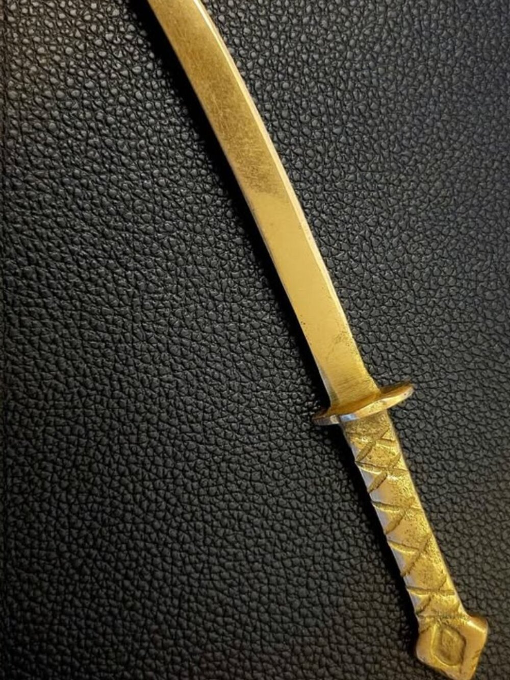 Solid Brass Katana-Style Letter Opener With A Detailed Handle